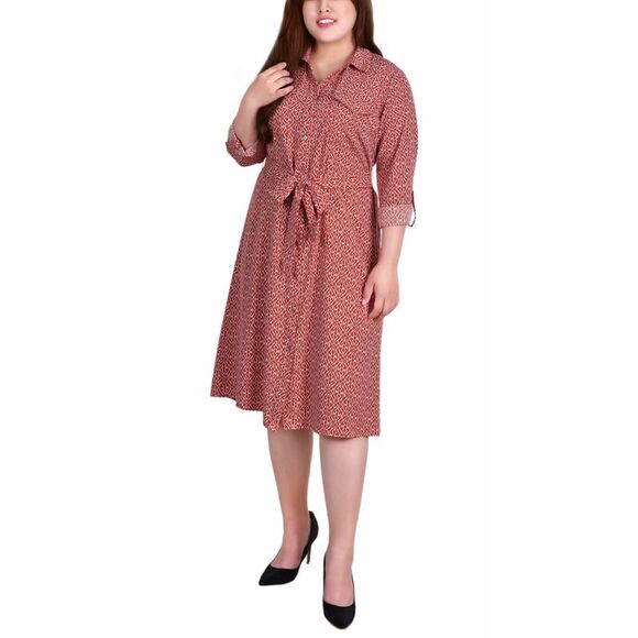 Plus Size Printed Shirt Dress - Picture 1 of 1